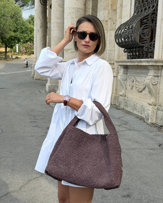 Handwoven Nubuck Bag 4296 Testa di Moro